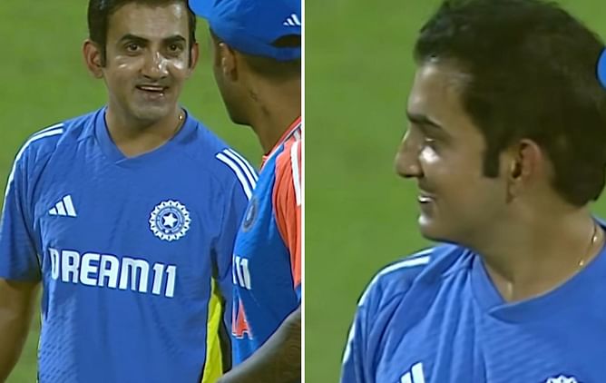 [Watch] Gautam Gambhir seems to be in a cheerful mood during IND vs SL 3rd T20I