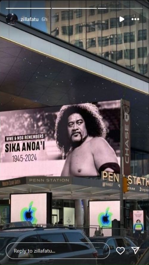 Zilla Fatu's tribute to Sika Anoa'i. (Image credit: Screengrabbed from Zilla's Instagram Story)