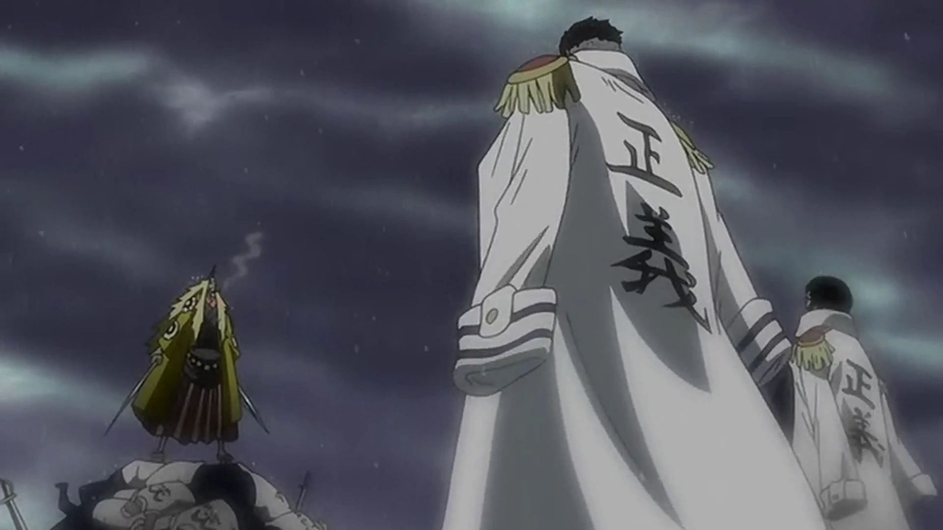 Shiki vs Garp and Sengoku (Image via Toei Animation)