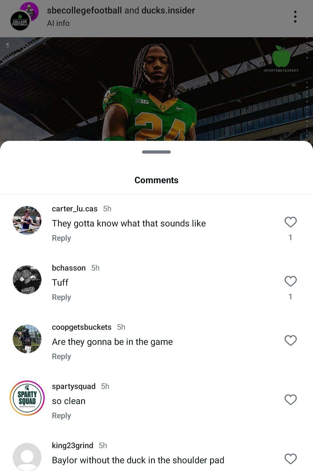 SBE college football IG comments (screenshot via IG/SBE College Football)