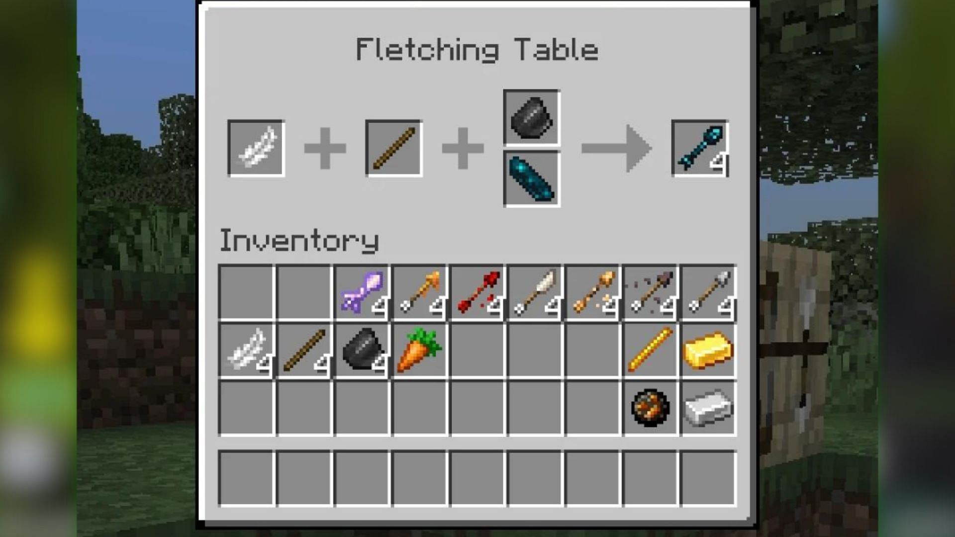 Fletching table mod in Minecraft