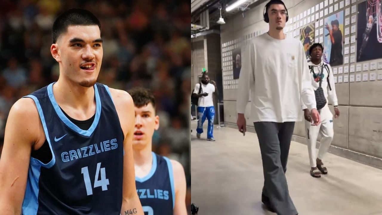 Zach Edey enters the arena for his Summer League debut for the Memphis Grizzlies on Monday. [photo: Grizzlies IG, NBA X]