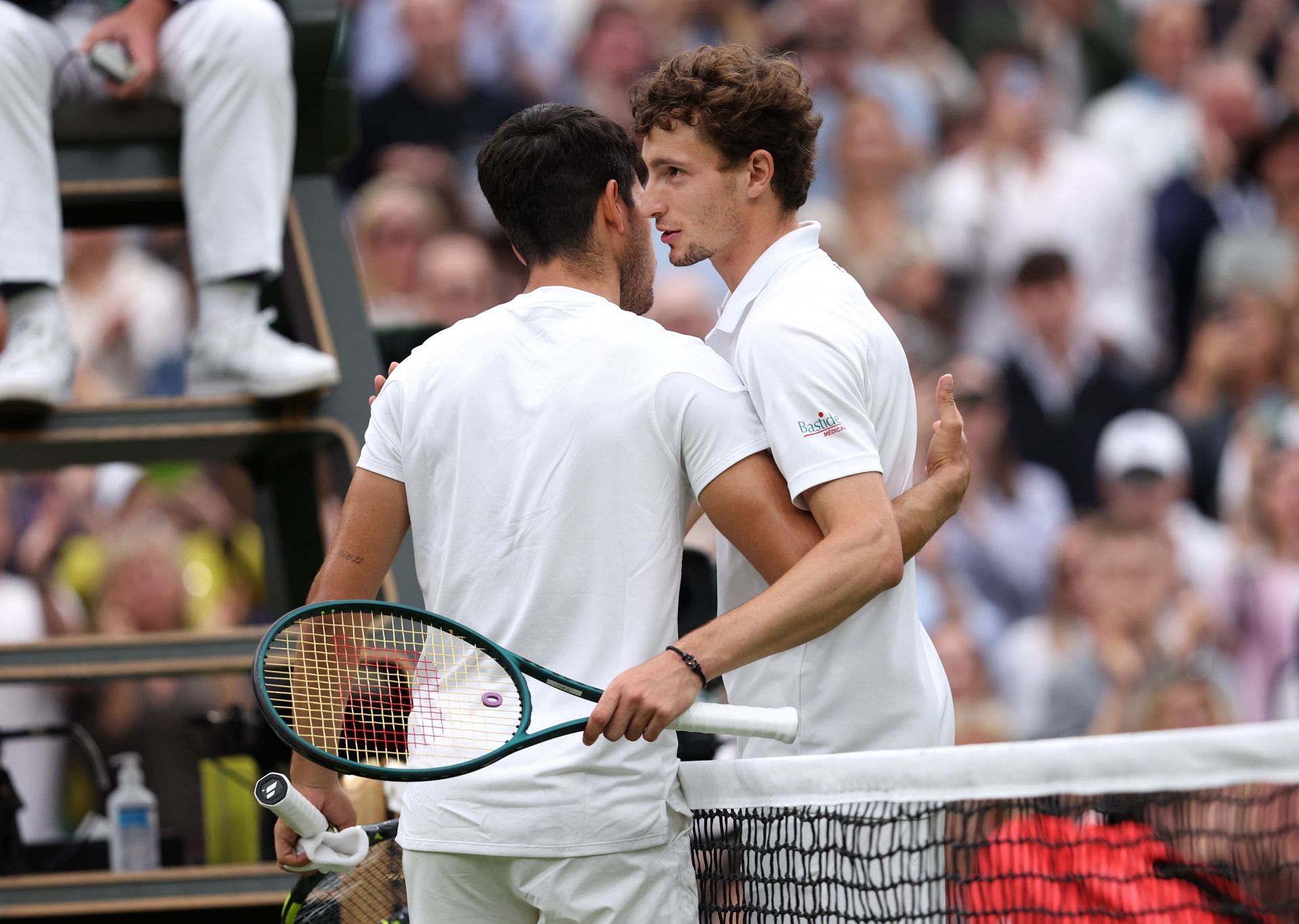 Carlos Alcaraz and Ugo Humbert at the 2024 Wimbledon.