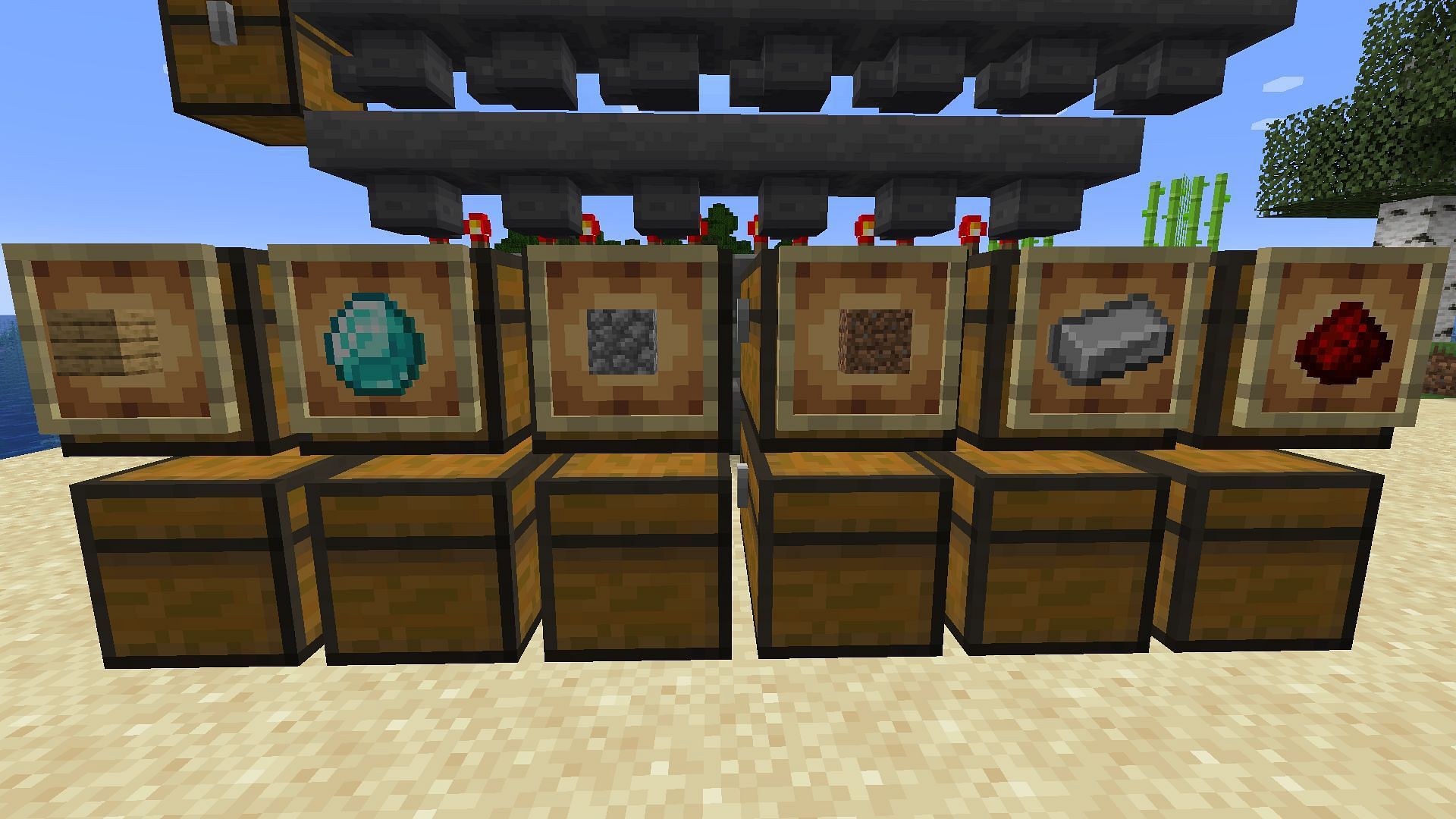 The item frame labels added to the sorter (Image via Mojang)