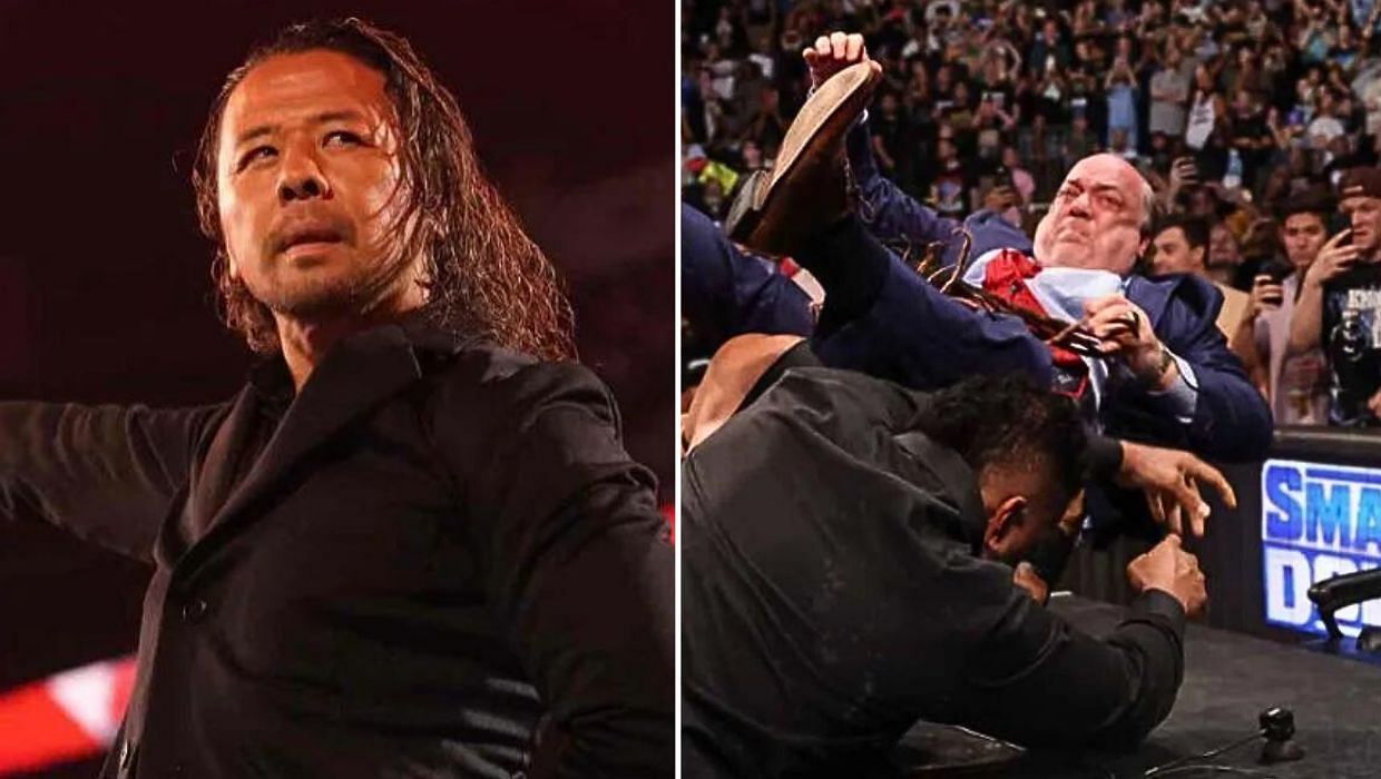 Shinsuke Nakamura/ Paul Heyman being attacked by The Bloodline