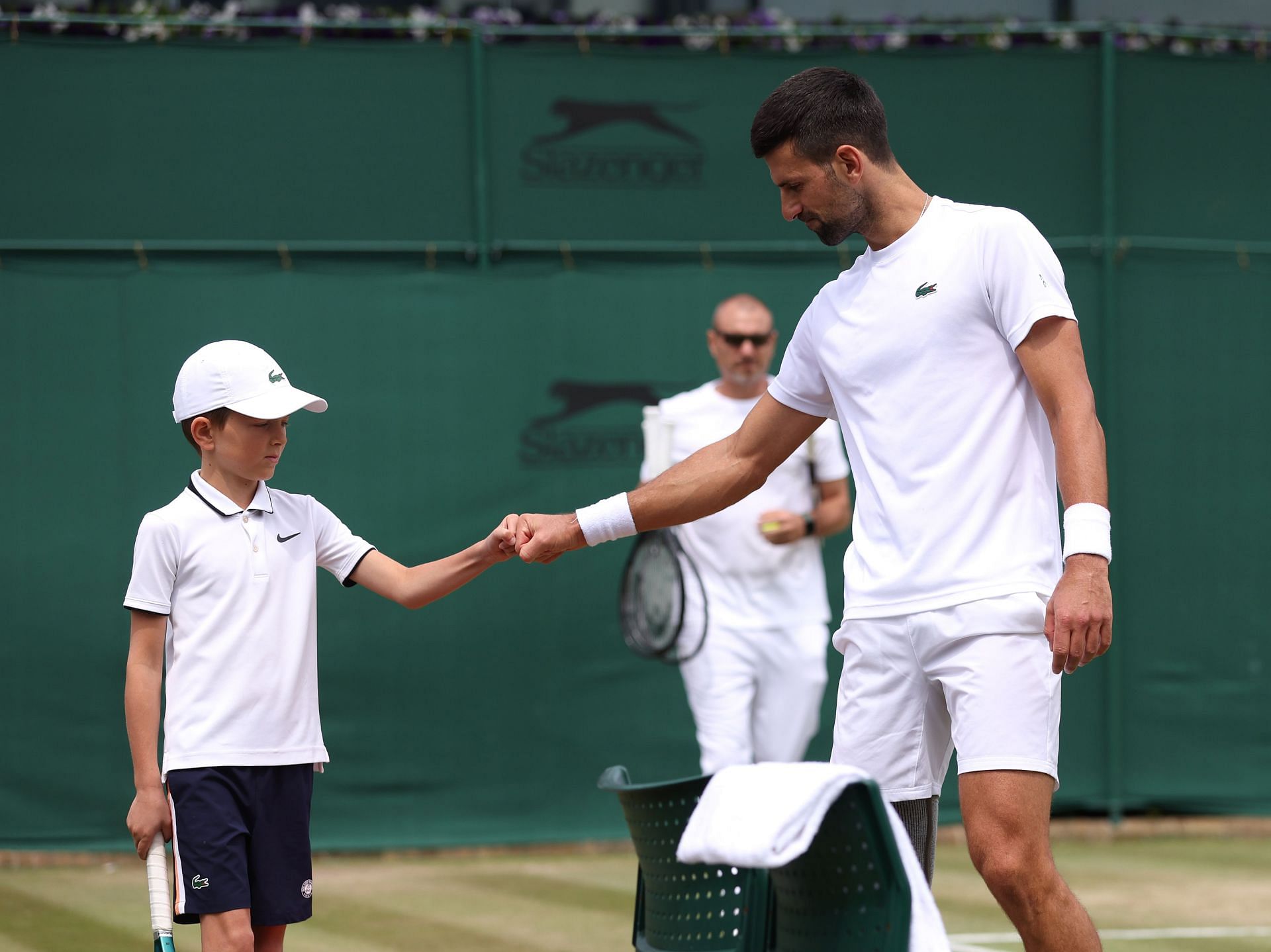 Novak Djokovic (right) with his son Stefan at Wimbledon 2024 (Source: Getty)