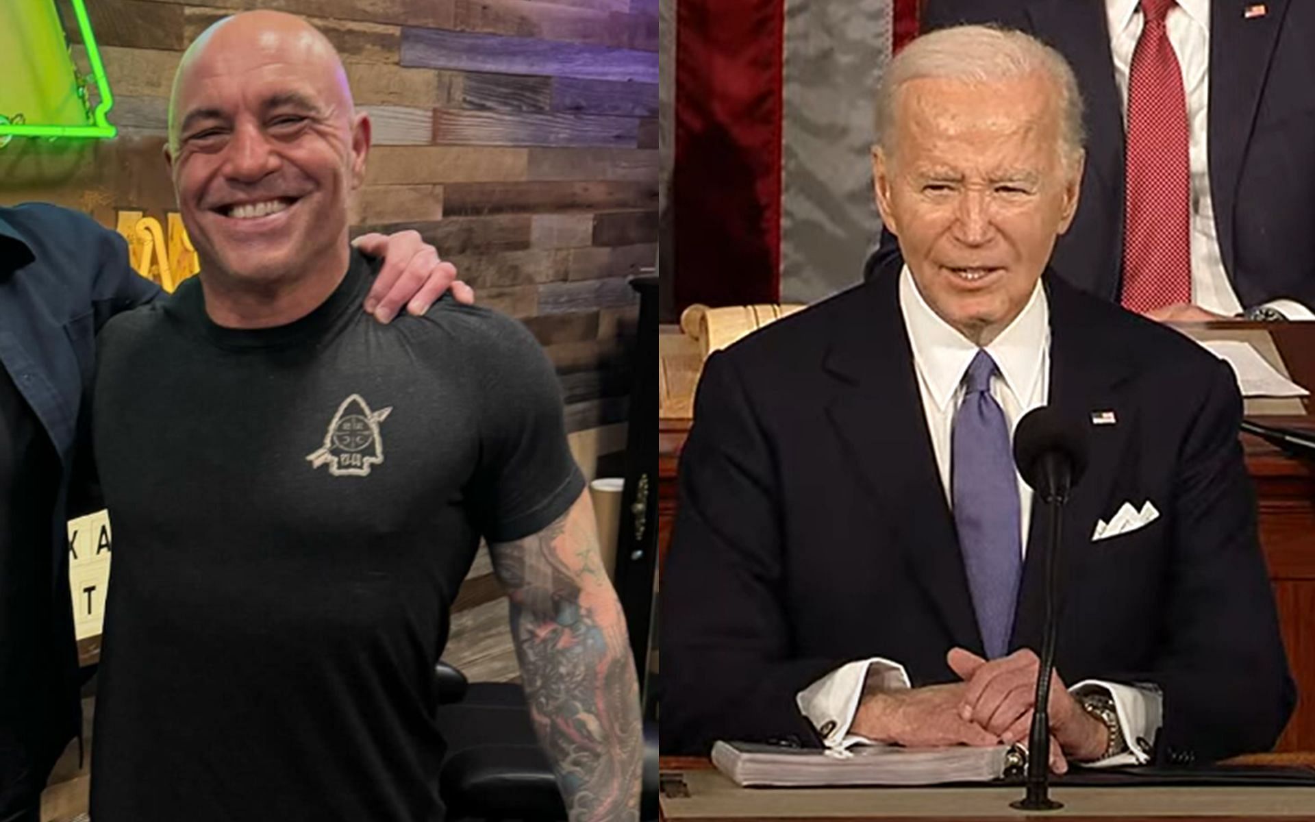 Joe Rogan (left) discussed the controversy surrounding Joe Biden