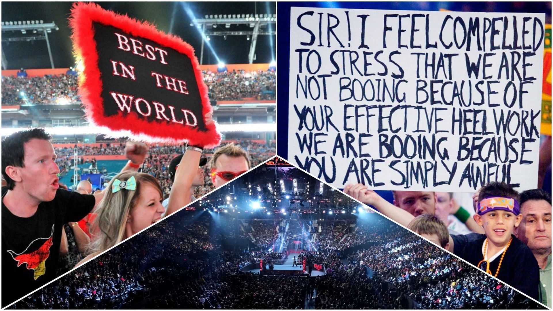 WWE fans hold signs at WrestleMania and RAW, a look at the RAW crowd