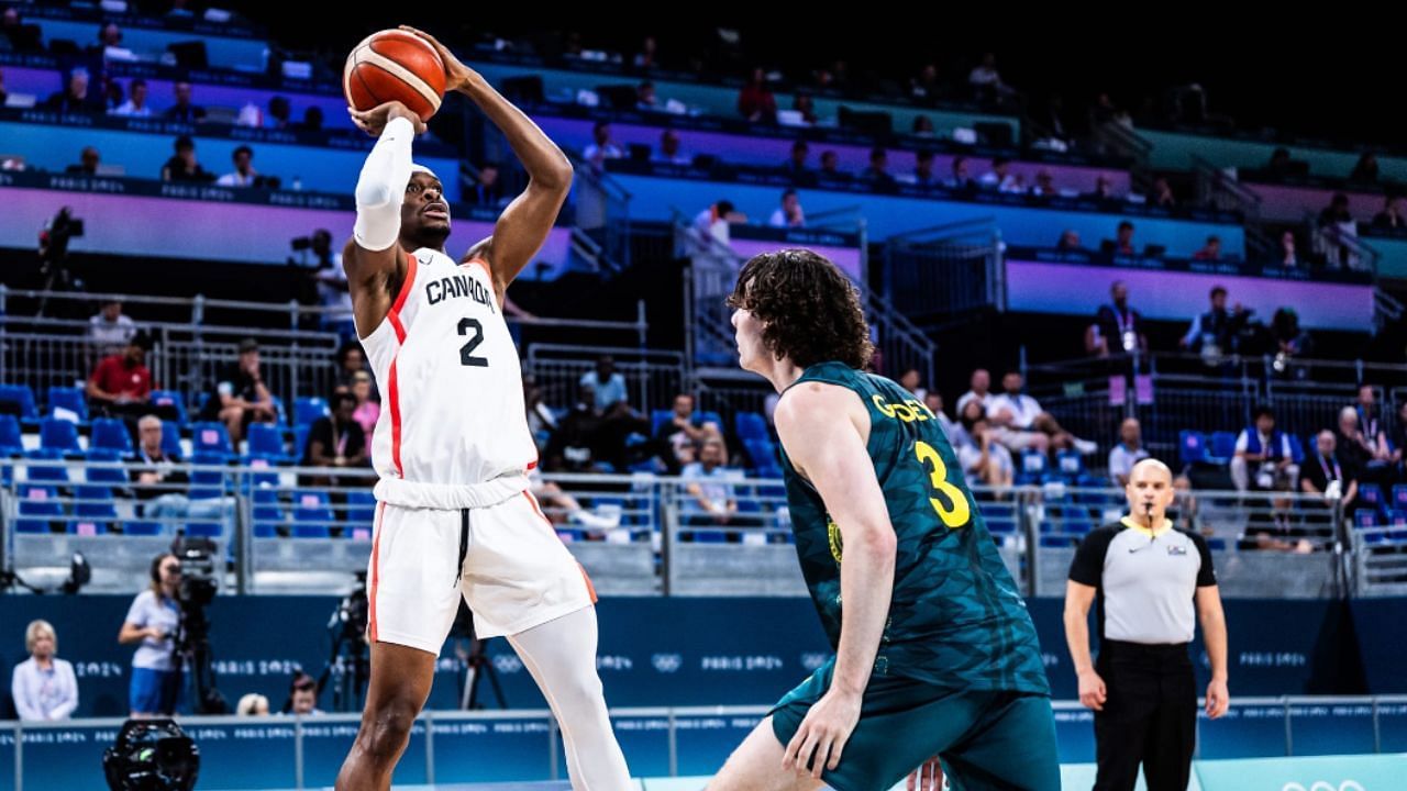 Shai Gilgeous-Alexander dealt with trouble early before a strong finishing kick helped Canada to a 93-83 win over Australia in the Paris Olympics. [photo: @CanBball]
