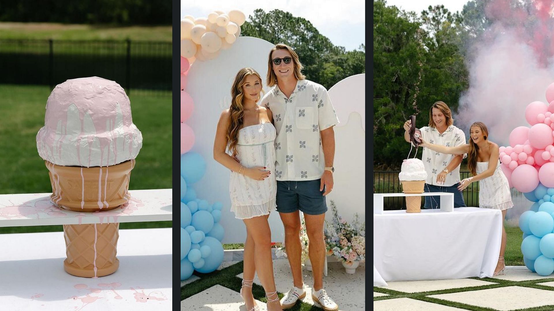 Trevor Lawrence and wife Marissa throw grand ice-cream-themed gender reveal for first baby (Image: Marissa Lawrence IG) Ig