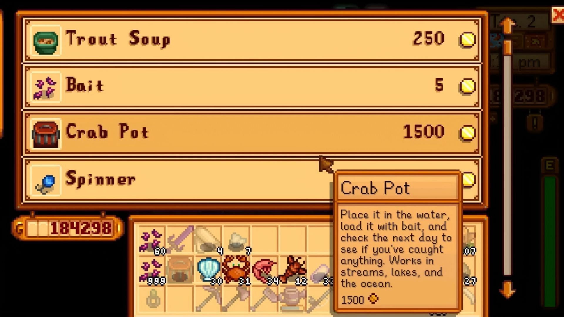 Crab pots can be crafted or purchased (Image via ConcernedApe || YouTube@Tacet the Terror)