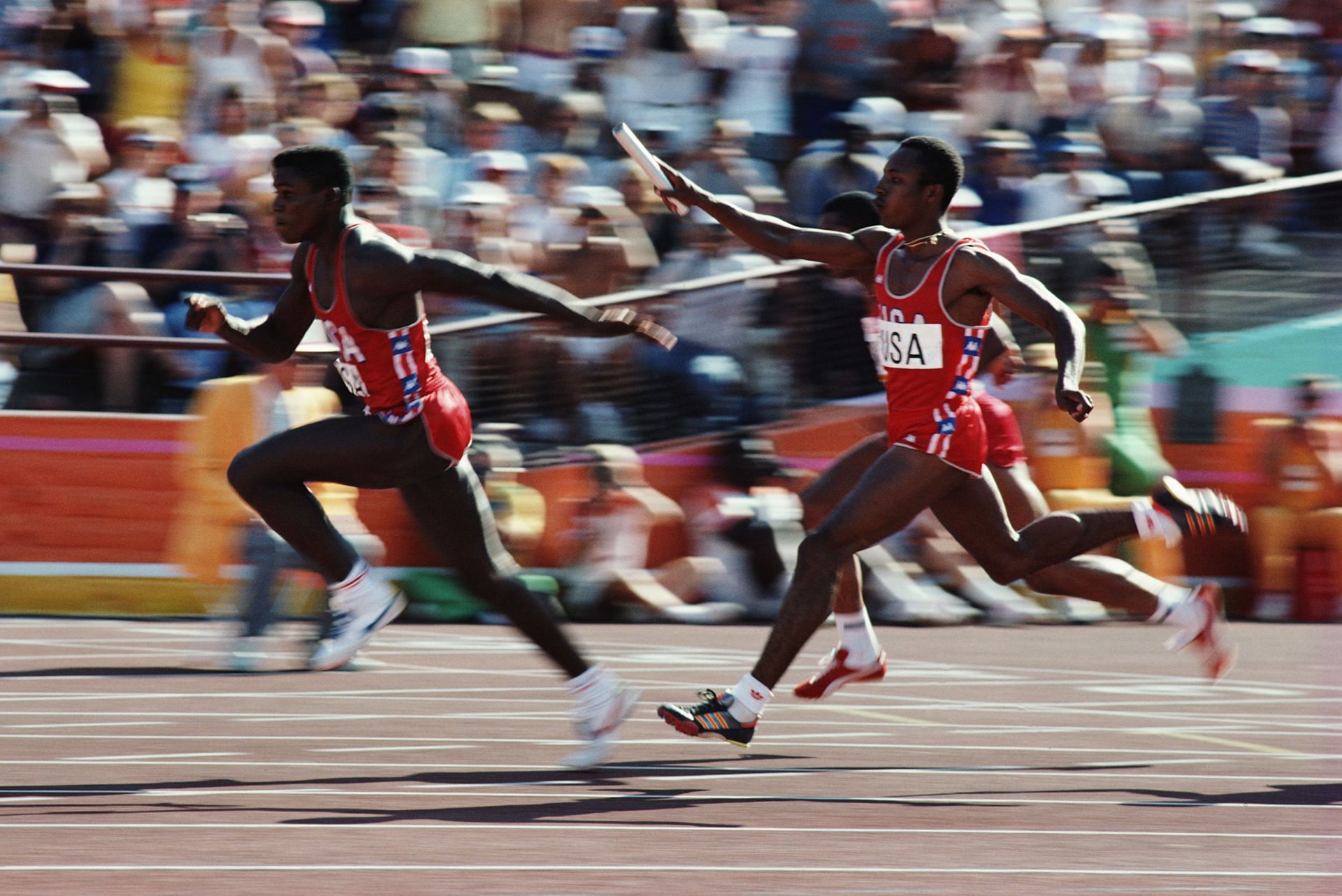 Carl Lewis of the USA in action during relay [Image for Representational Purposes] [Image Source: Getty]