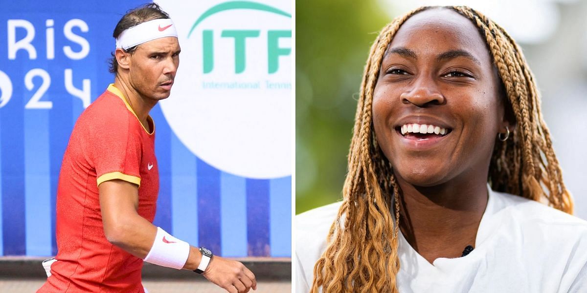 Rafael Nadal (L) and Coco Gauff. (Images Getty)