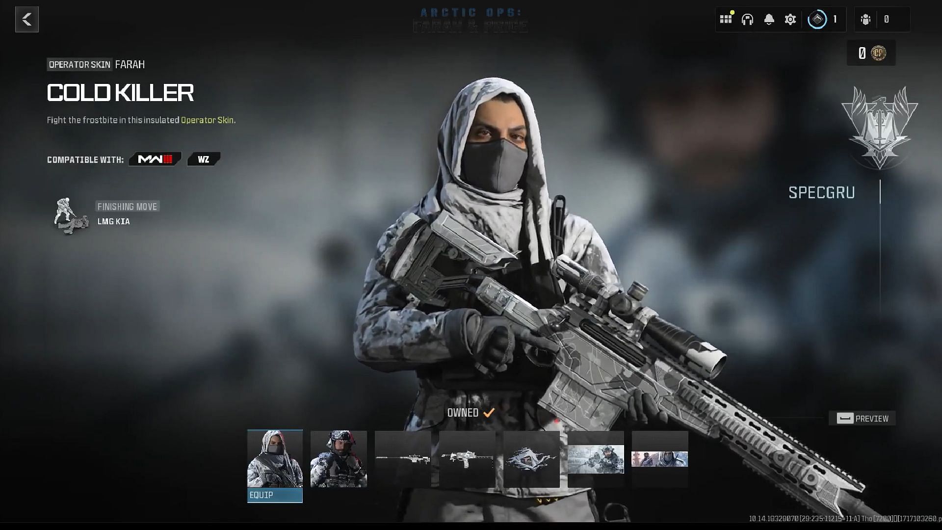 &quot;Cold Killer&quot; Operator skin for Farah (Image via Activision)