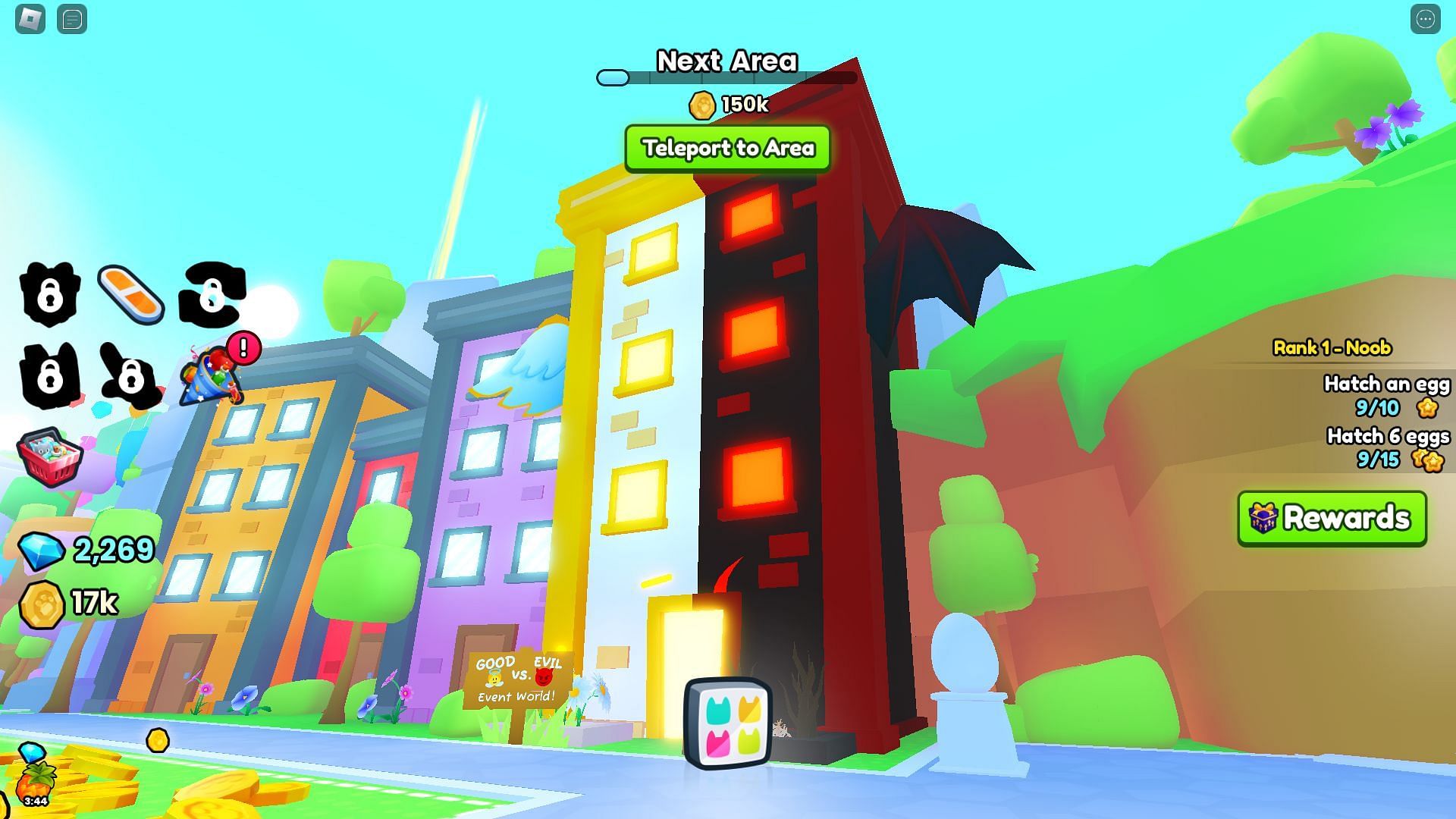 Access the Good Vs Evil Event by entering this building (Image via Roblox)