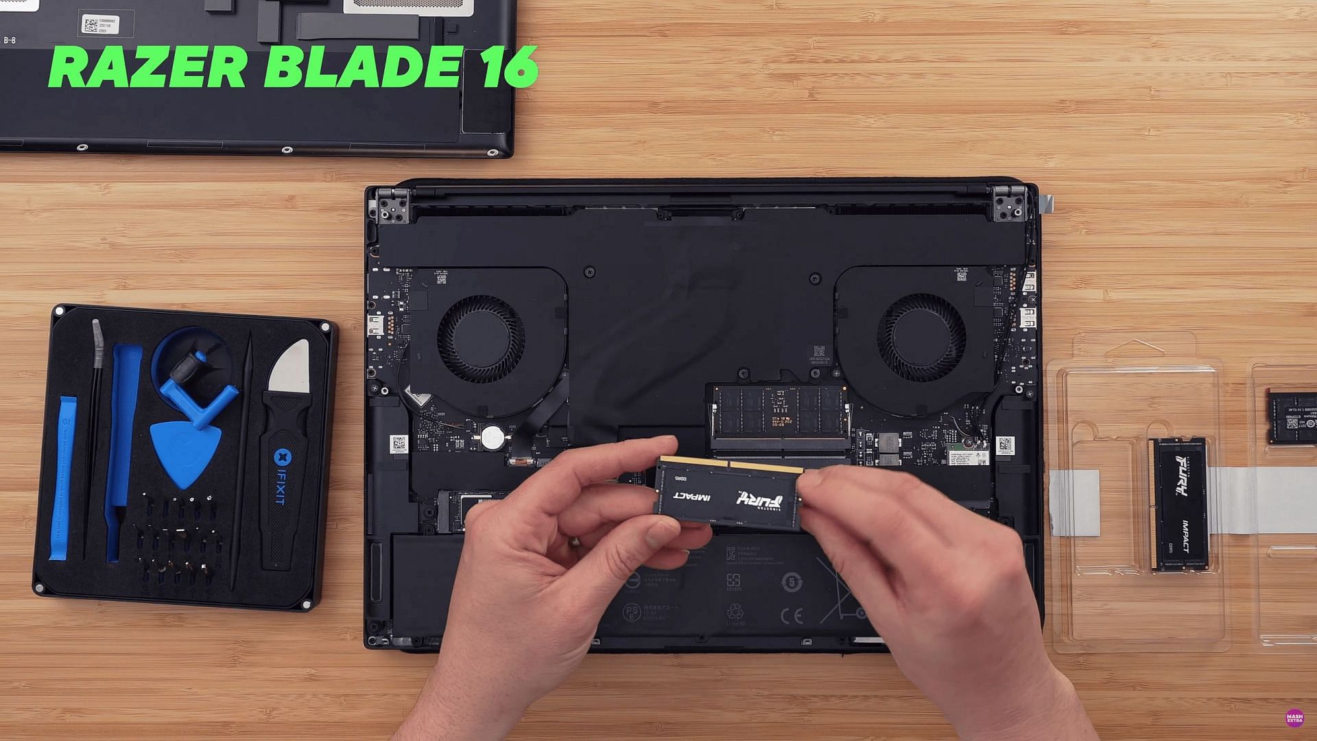 Upgrading laptop RAM to faster DDR5 (Image via @Mash Extra/YouTube)