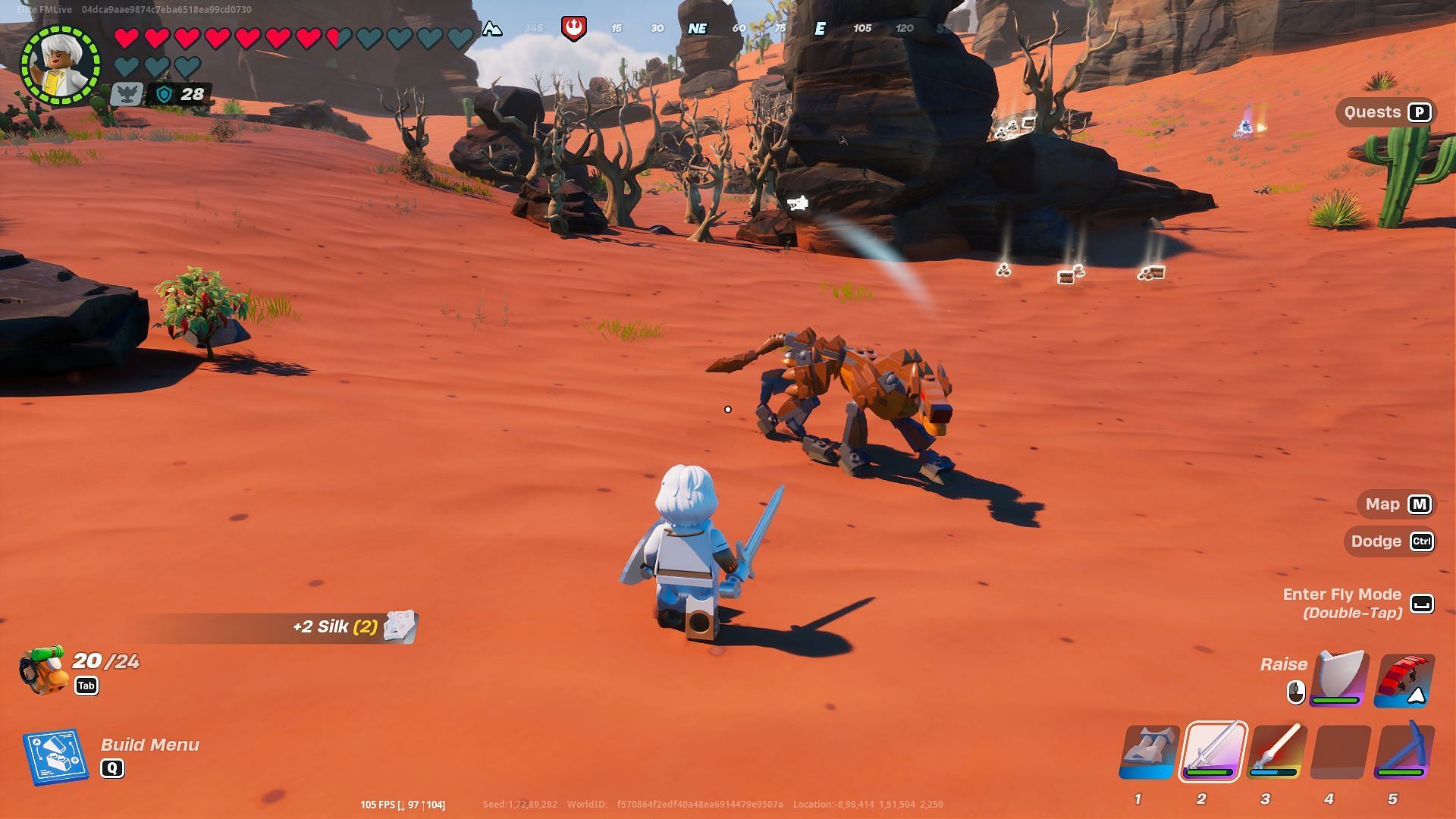 You can get Sand Claws in LEGO Fortnite by defeating a Sand Wolf(Image via Epic Games)