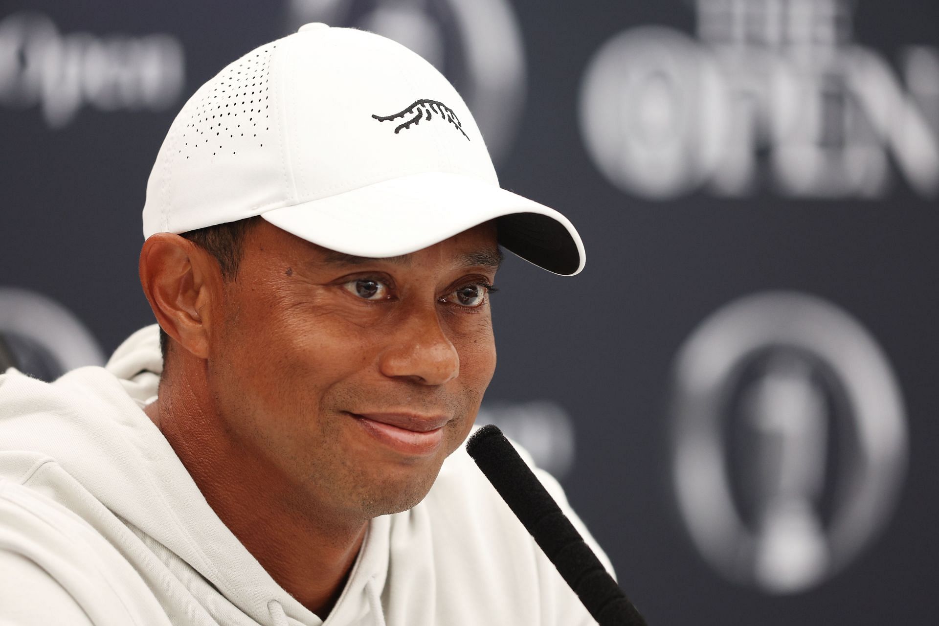 Tiger Woods in a press conference ahead of the The 152nd Open Championship at the Royal Troon - Getty Images