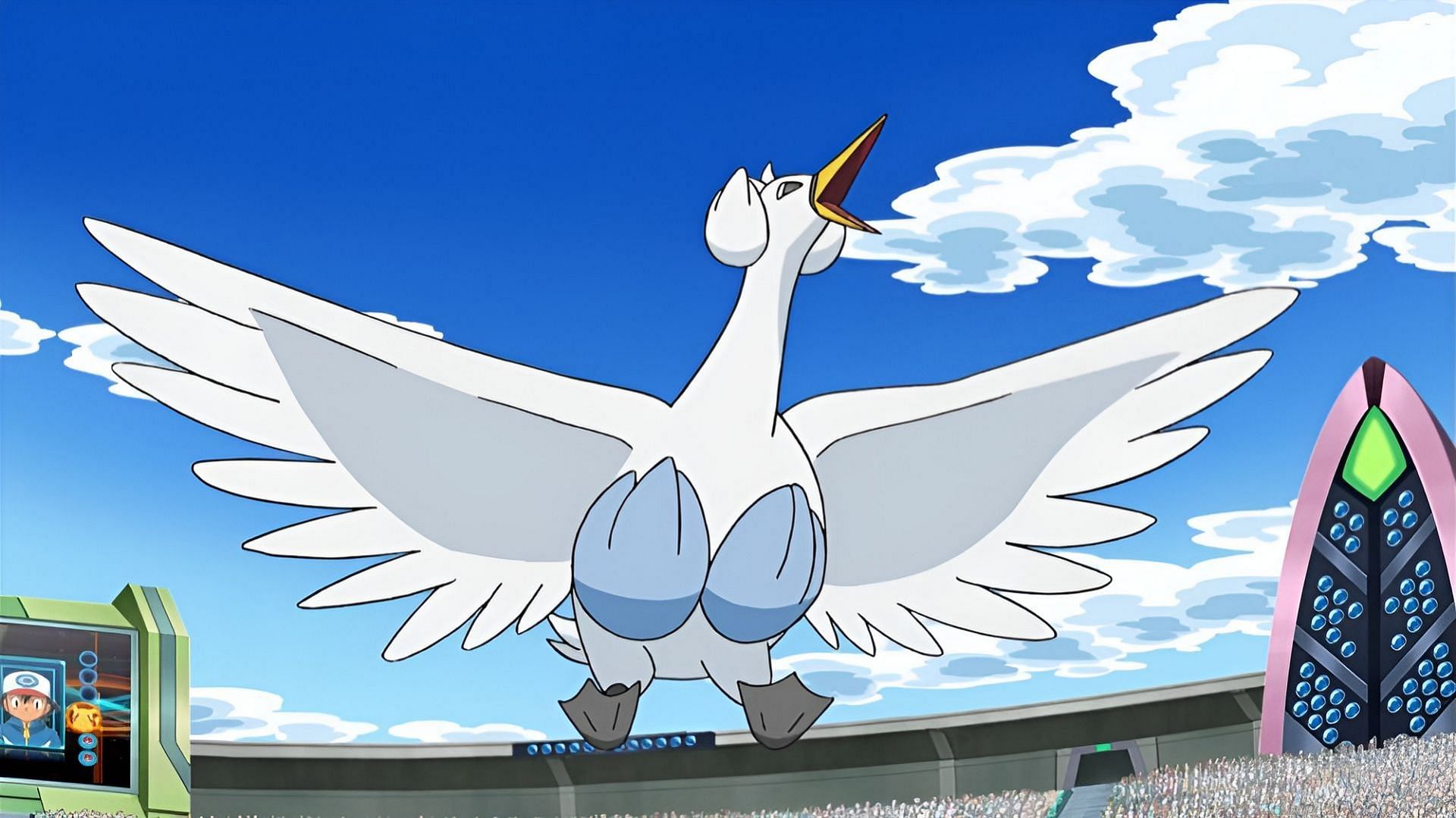 Cameron&#039;s Swanna in the Pokemon anime (Image via The Pokemon Company)