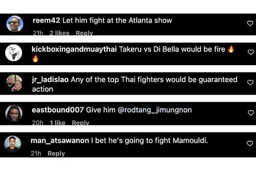 Screenshot of fans' comments