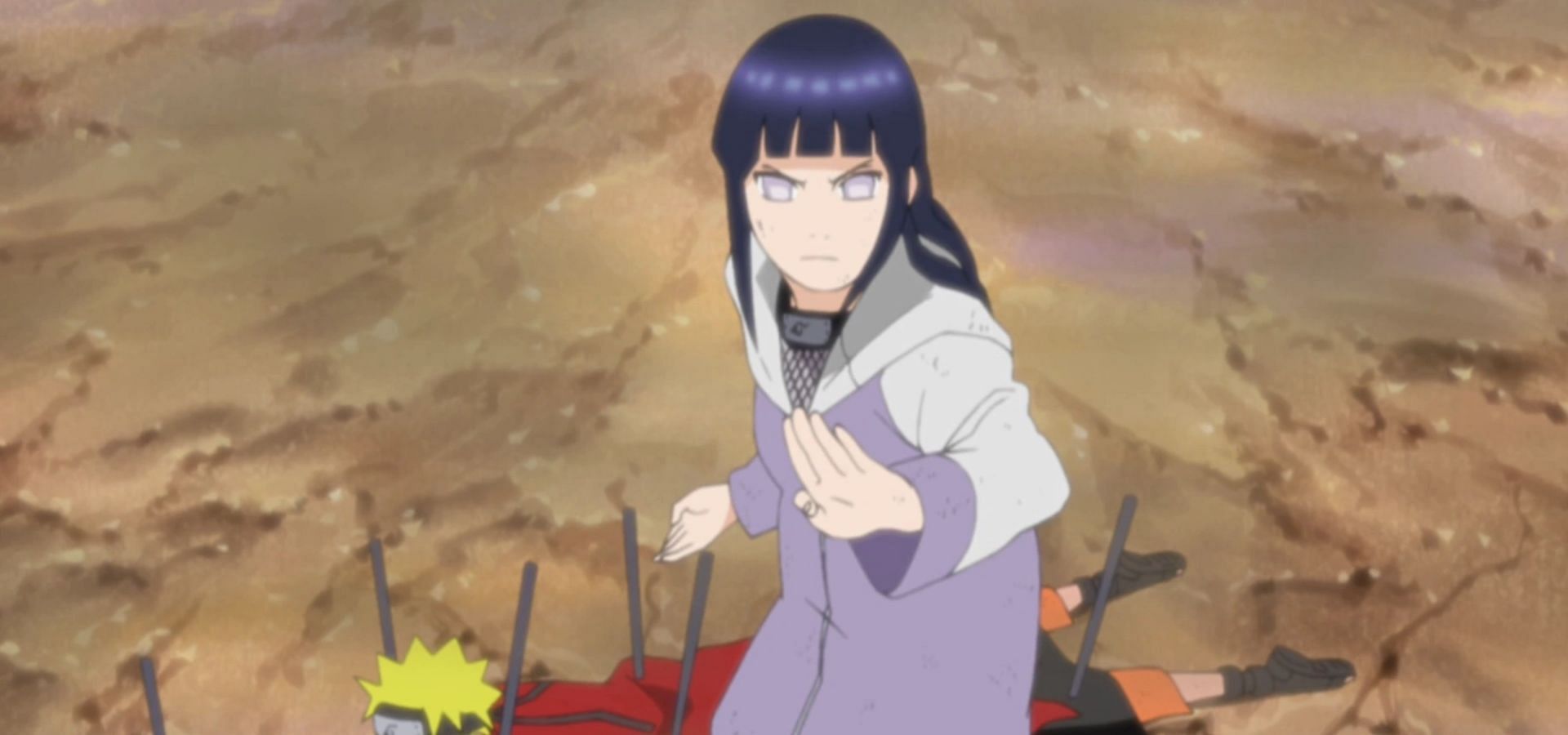 Hinata Hyuga in Pain&rsquo;s Assault Arc (Image via Studio Pierrot.)