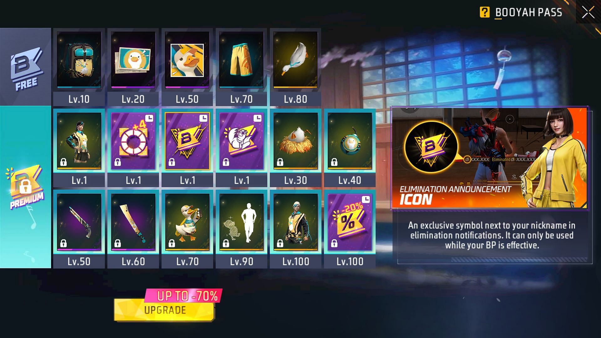 These are the main rewards of the Booyah Pass (Image via Garena)