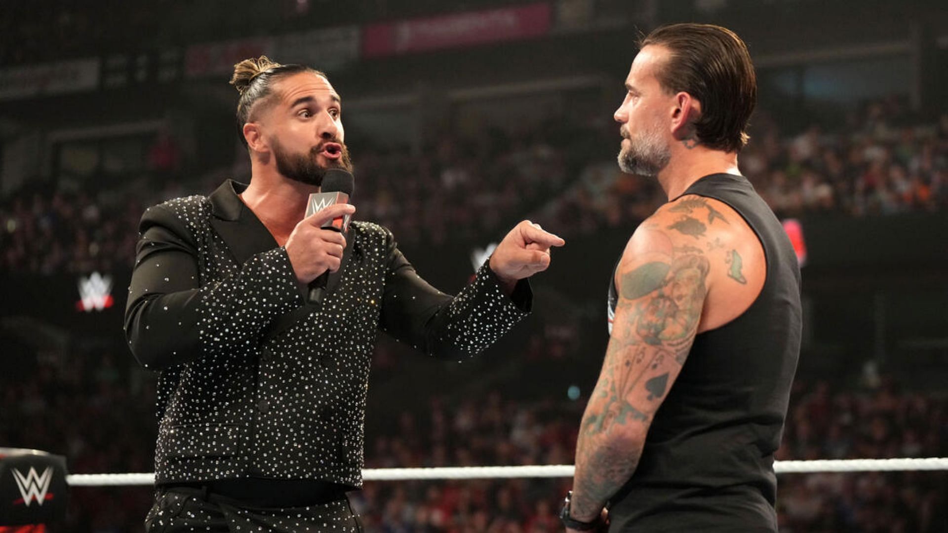 Seth Rollins confronts CM Punk [Image credits: WWE.com]