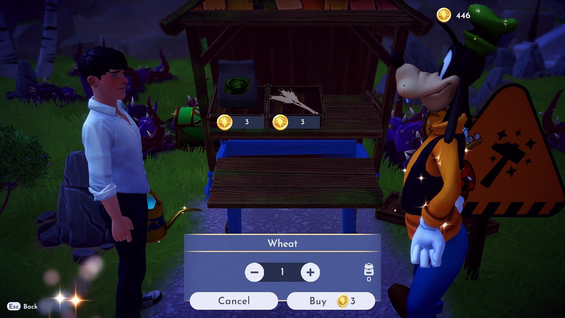 Buy Wheat or Wheat seeds at Goofy&#039;s Stall (Image via Gameloft)