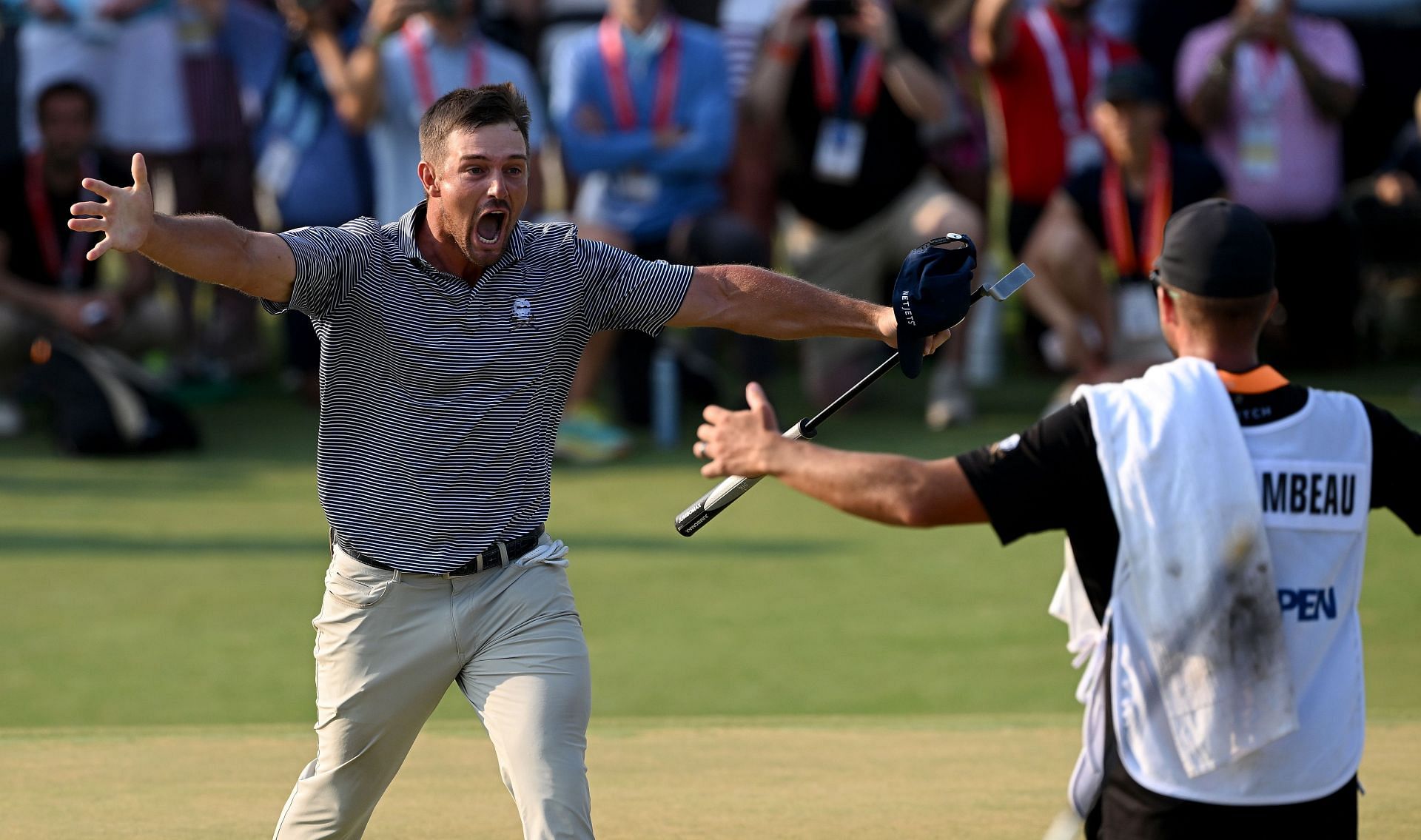 Bryson DeChambeau celebrates after winning the US Open Images via Getty Images