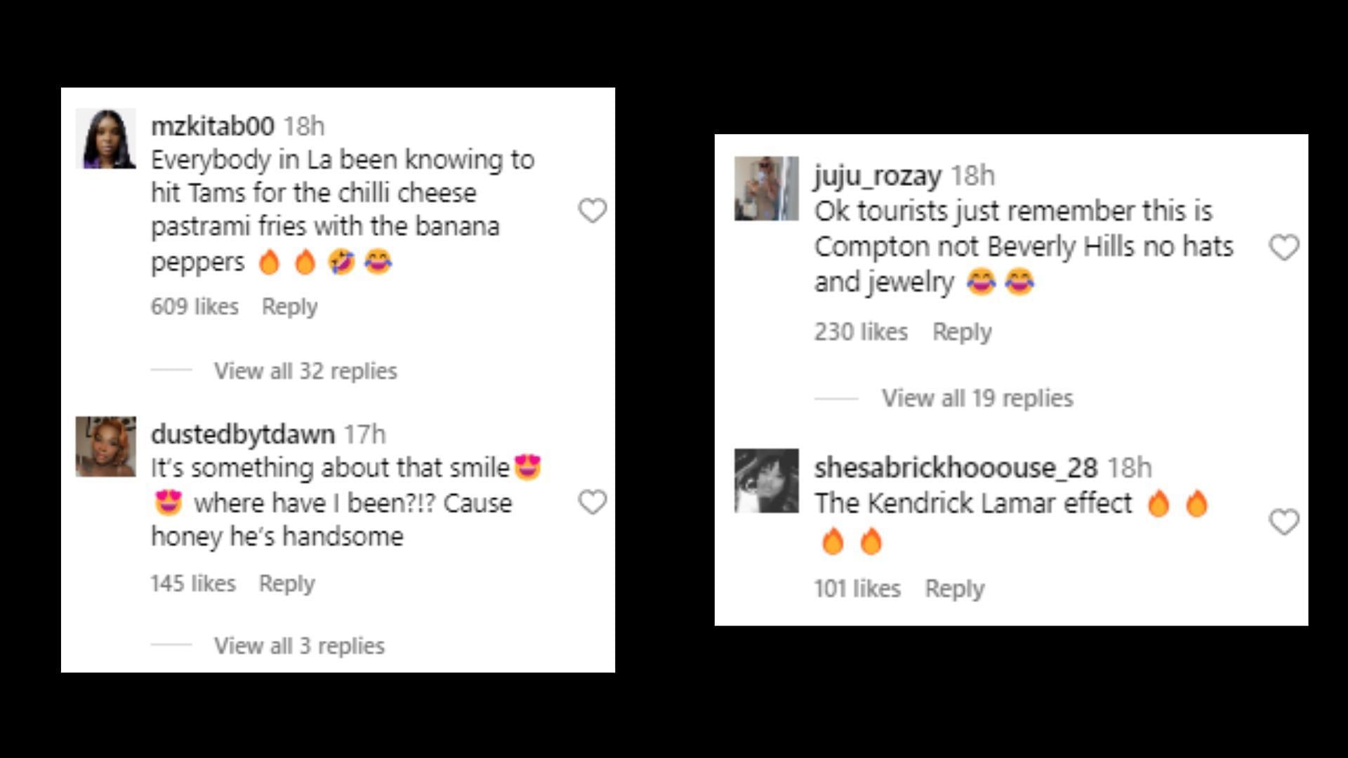 Reactions posted in the comments section (Image via Instagram/hollywoodunlocked)