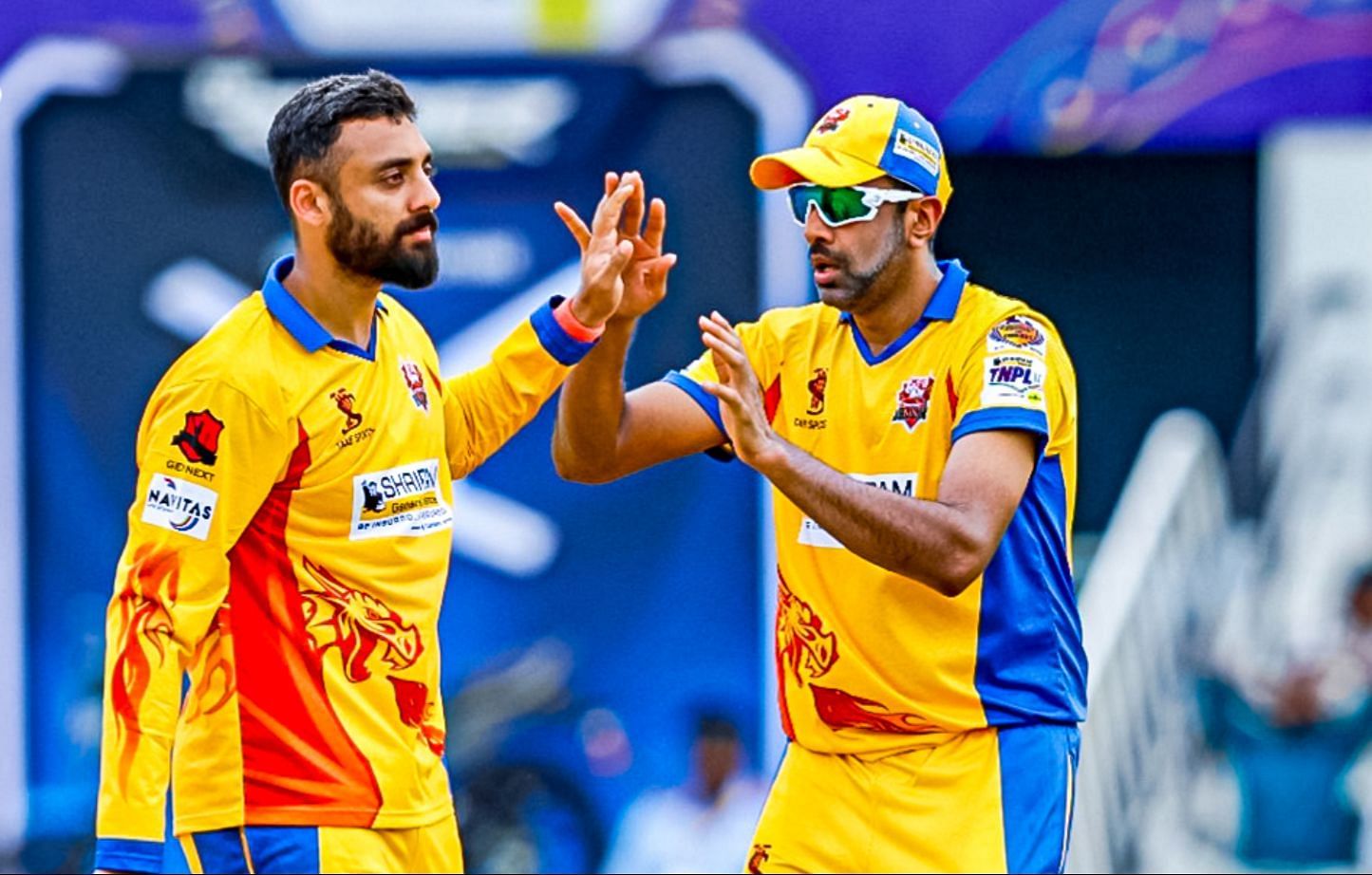 Varun Chakravarthy and Ravichandran Ashwin of Dindigul Dragons