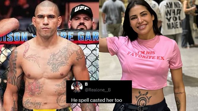"He spell casted her too" - Internet reacts to Polyana Viana wearing a statement "I'M HIS FAVORITE EX" t-shirt to Alex Pereira's UFC 303 fight