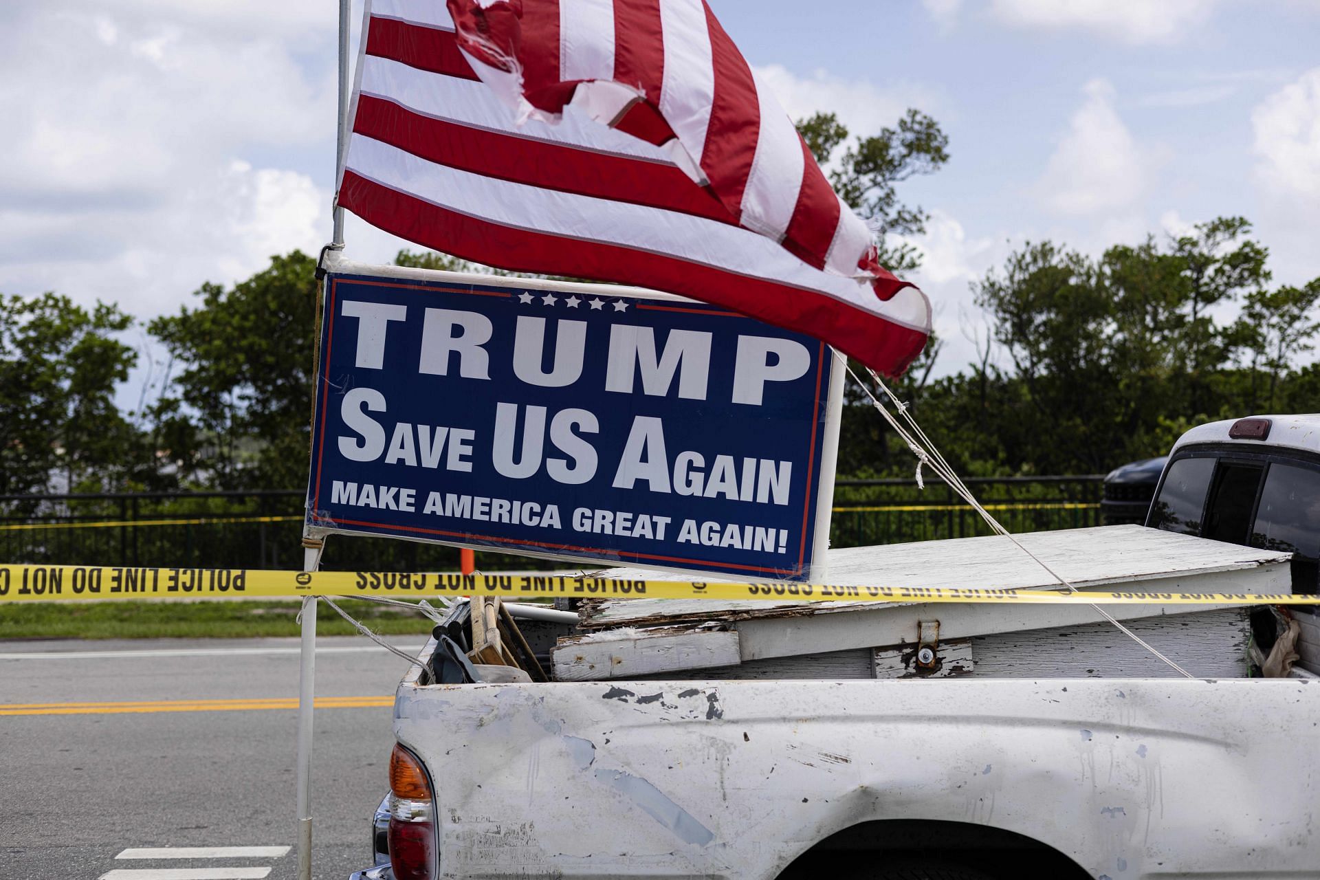 Trump Supporters Gather Outside Of Mar-A-Lago After Shooting At Trump Rally In Pennsylvania