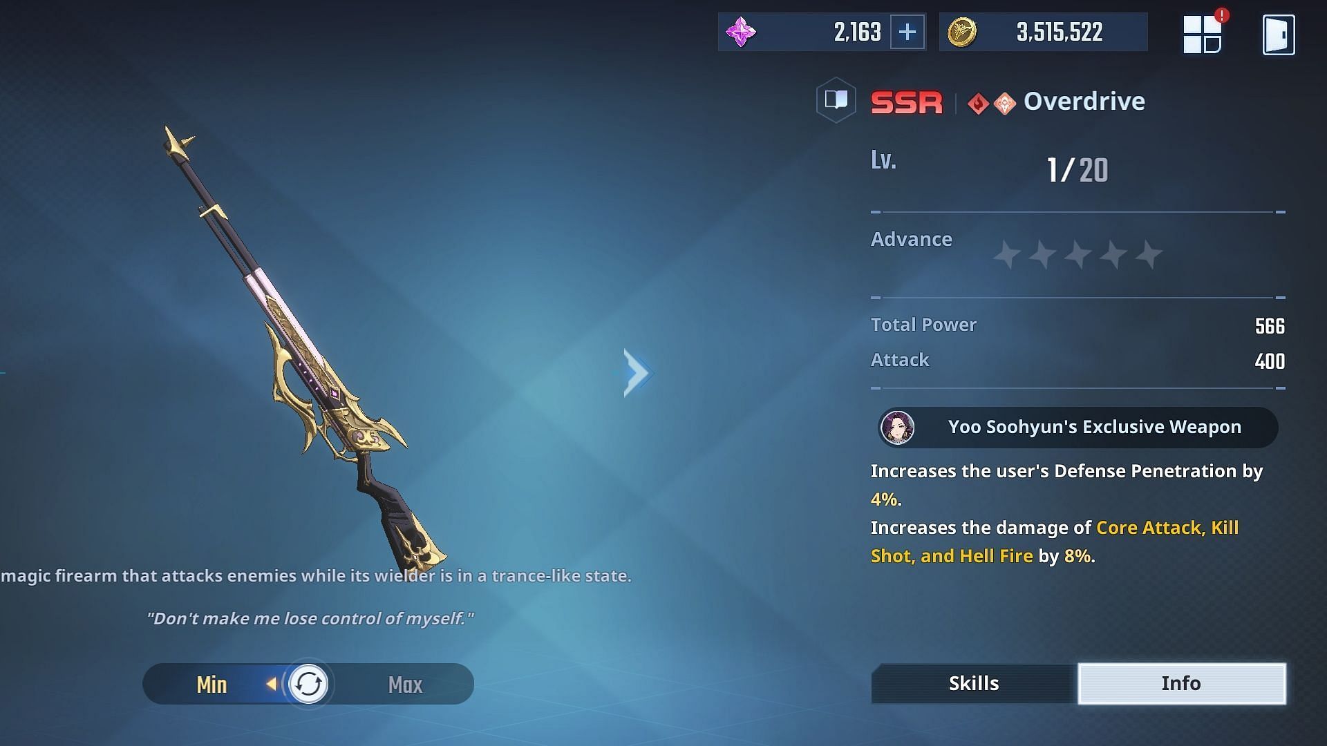 Overdrive is the best weapon for Soohyun. (Image via Netmarble)