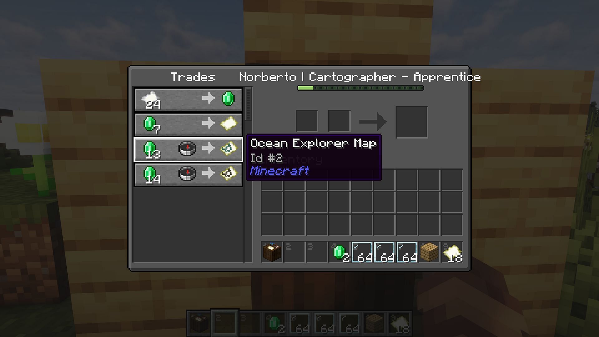 An ocean explorer map trade (Image via Mojang)