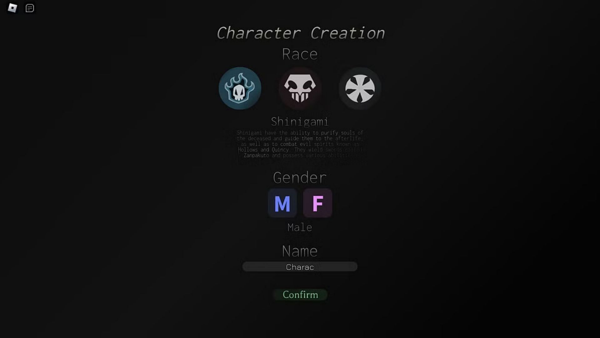 Character creation screen (Image via Roblox)