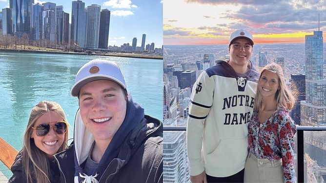 In Photos: Notre Dame QB Riley Leonard and GF Molly Walding turn into tourists at The Bean in Chicago