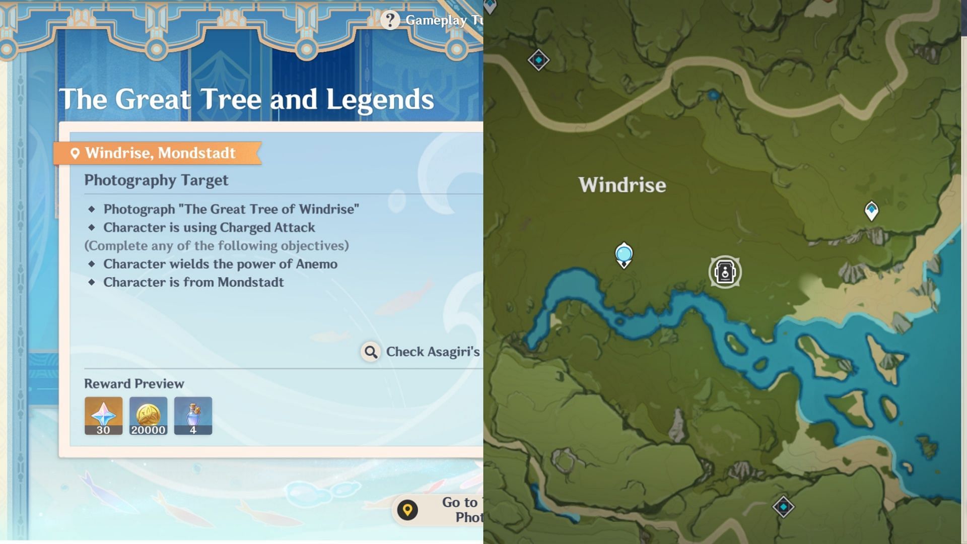 The Great Tree and Legends location and rewards (Image via HoYoverse)