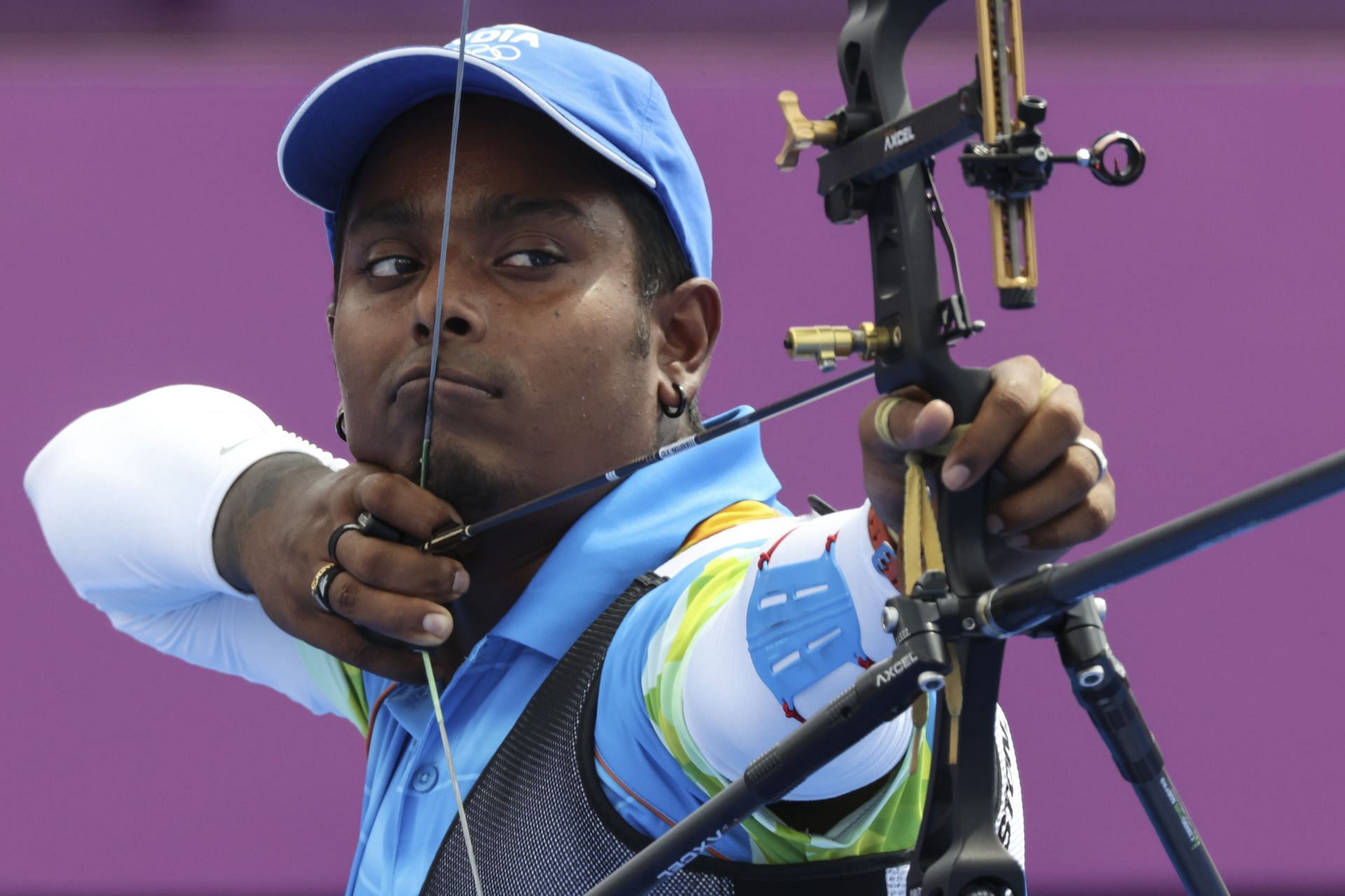 Atanu Das in action in the men's team event at the 2020 Tokyo Olympics: Day 3 - Source: Getty