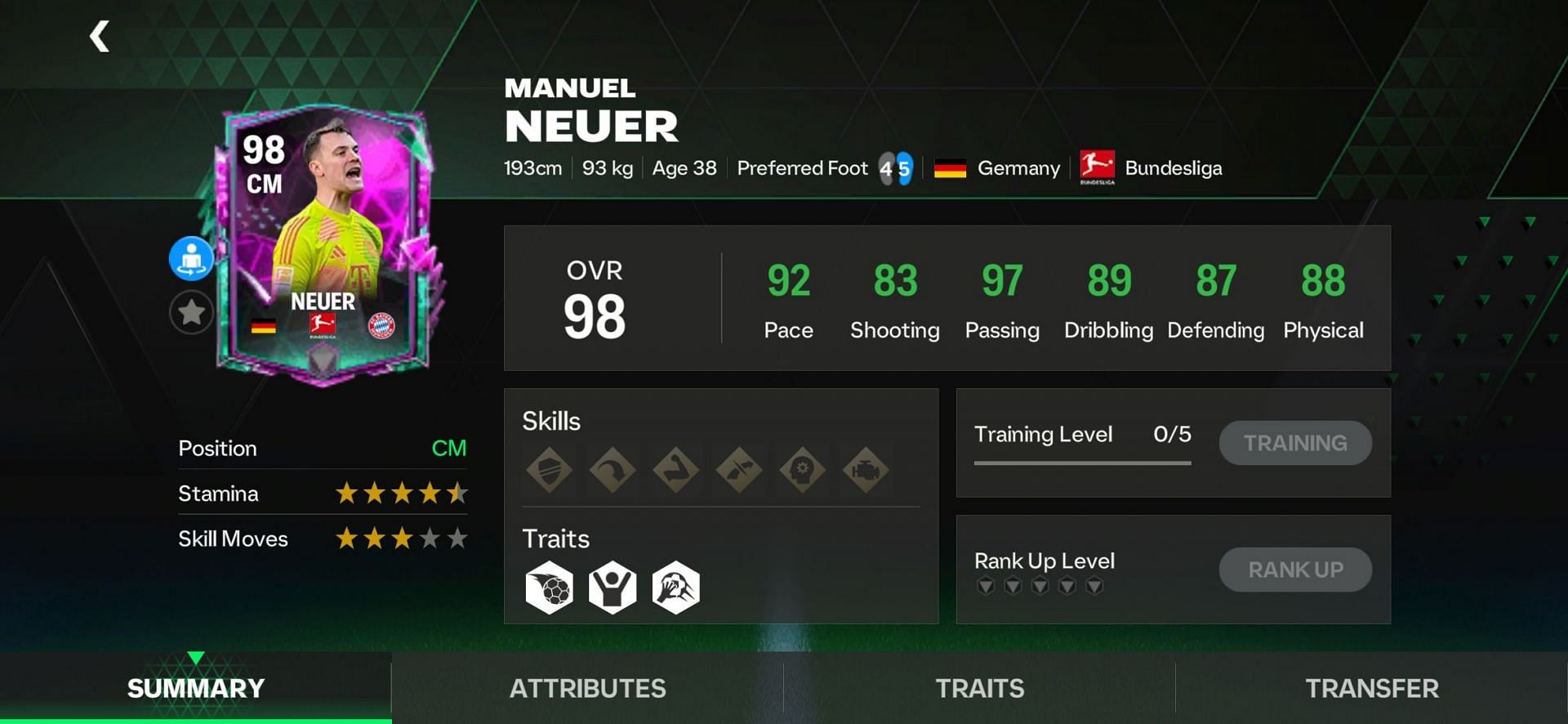 Manuel Neuer's FC Mobile Shapeshifter card is one of the best items in the game. (Image via EA Sports)