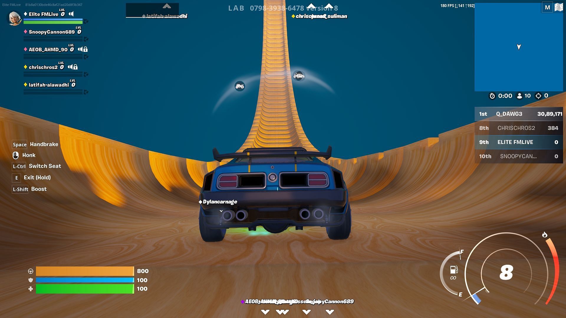 Choose your favorite vehicle and run down the large ramp (Image via Epic Games)