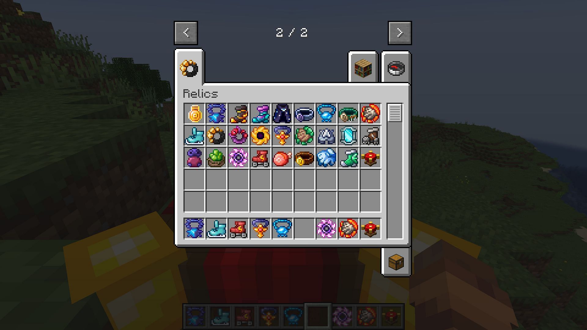 The relics page in the creative inventory (Image via Mojang)