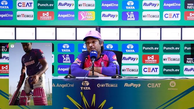 "ITS A DREAM!!"- Sanju Samson reacts to Kumar Sangakkara using his bats in village cricket