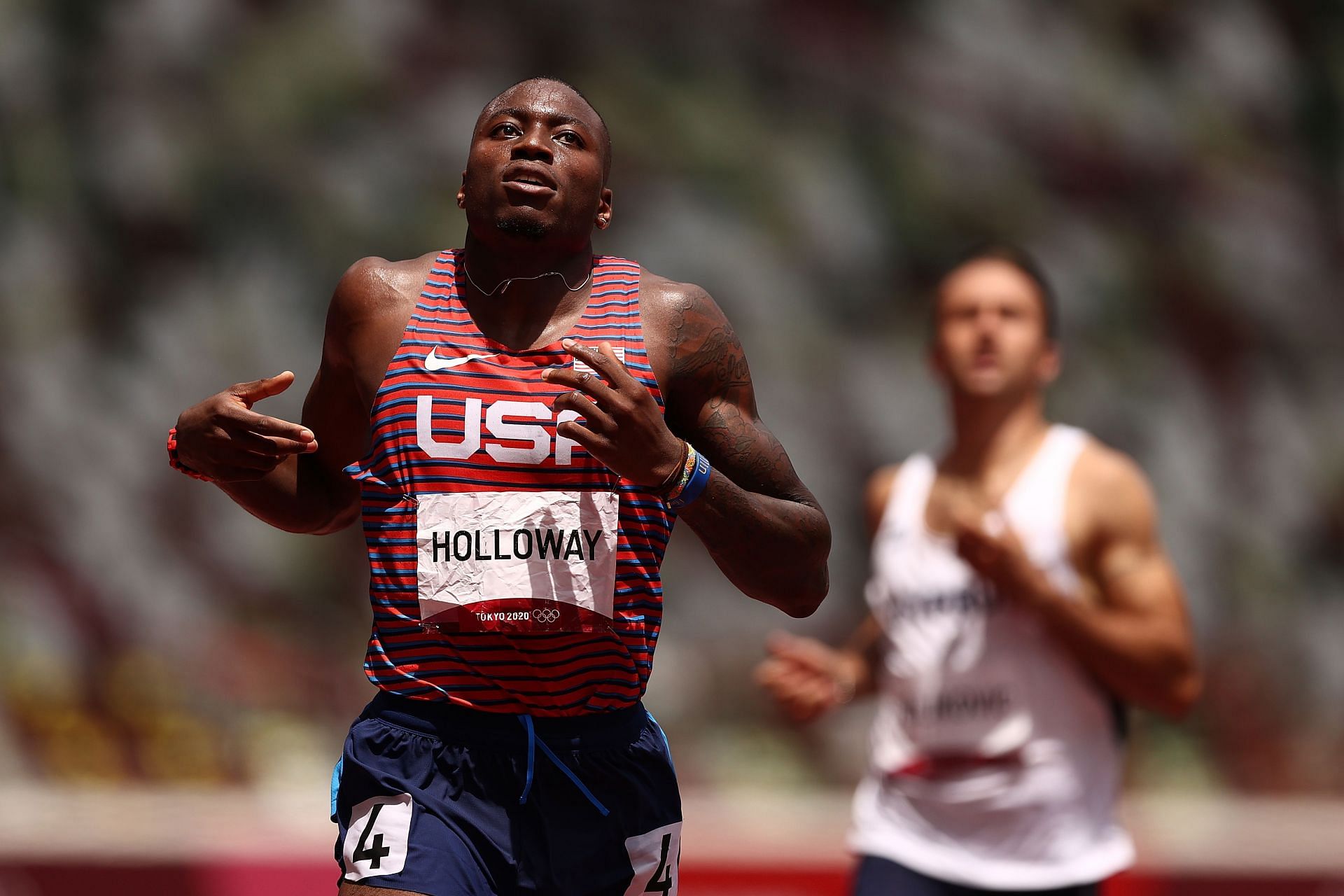 Grant Holloway at the Tokyo 2020 Olympic Games. (Photo by Ryan Pierse/Getty Images)