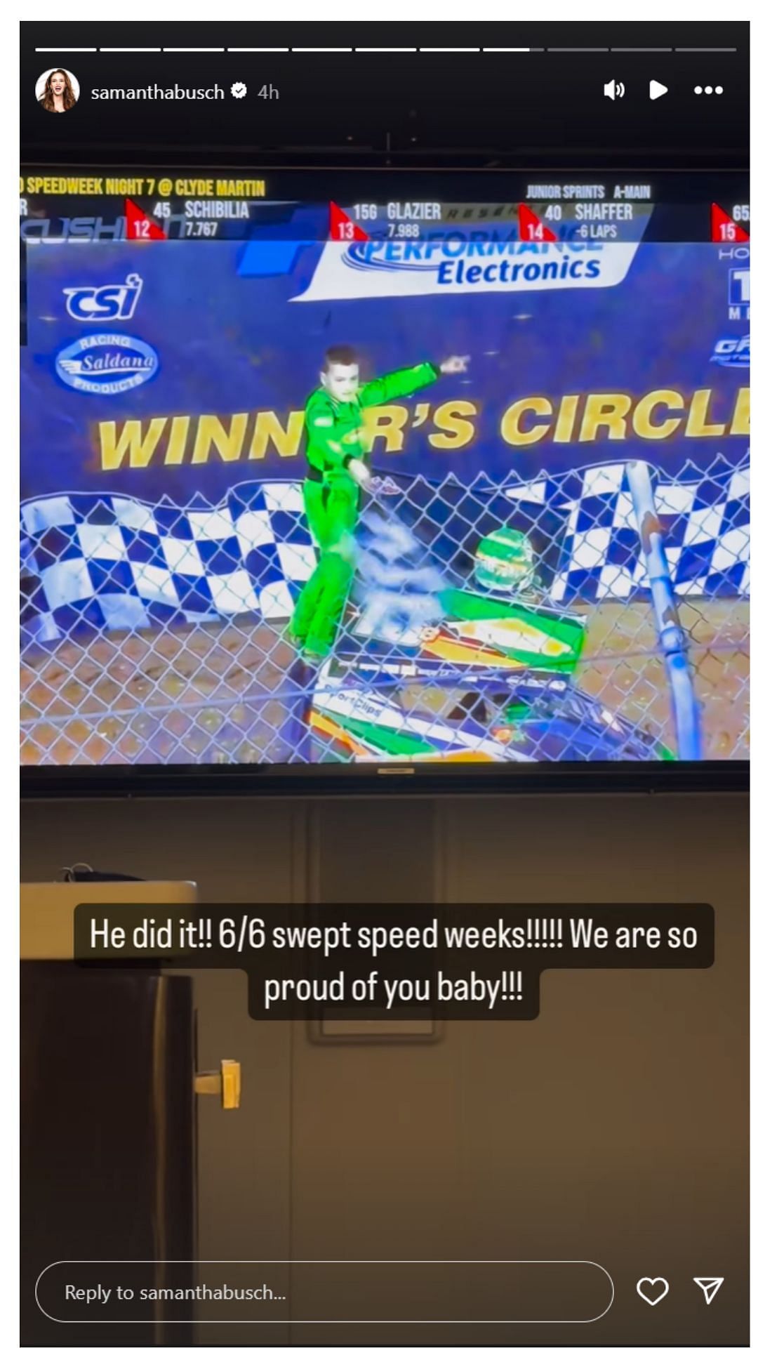 Screenshot of Samantha Busch&#039;s Instagram story