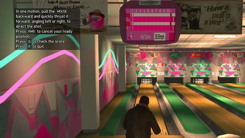 Controls for bowling in Grand Theft Auto 4 (Image via YouTube/Nostalgia Realm)