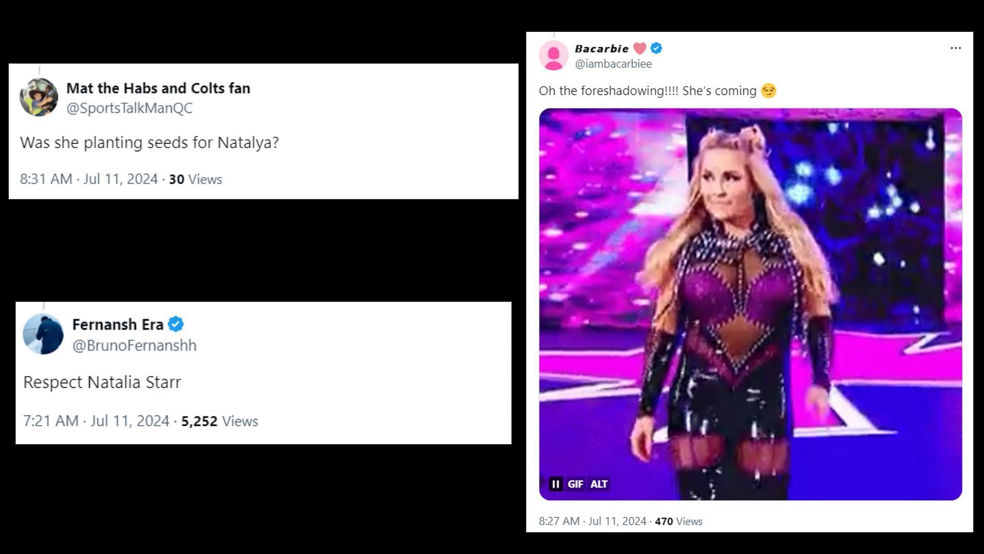 Fans react to the possibility of Natalya joining AEW! [Screenshots via WrestleOps' Twitter]