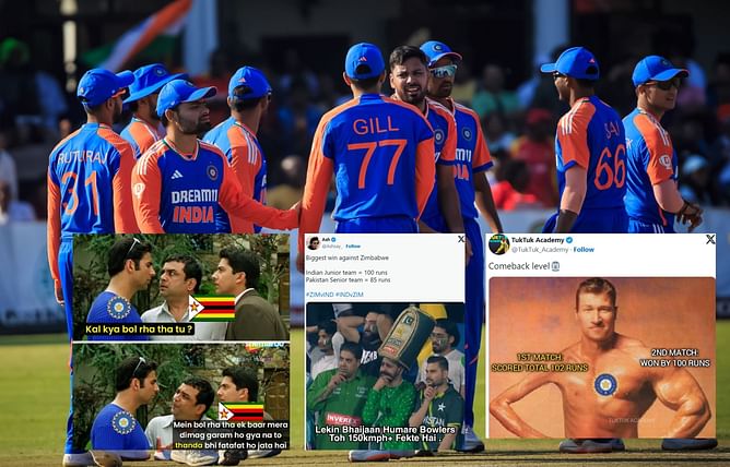 "Babar Azam should learn from Abhishek Sharma how to play T20I cricket"- Top 10 funny memes after India's thumping win vs Zimbabwe in 2nd T20I