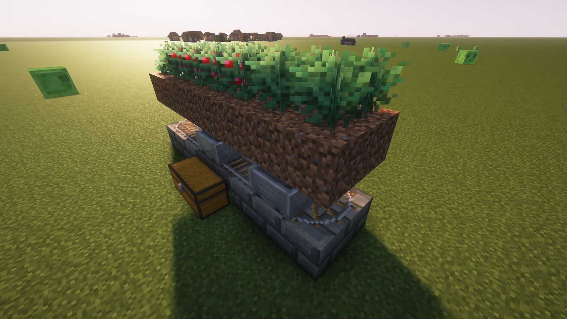 The sweet berries planted above the farm (Image via Mojang)