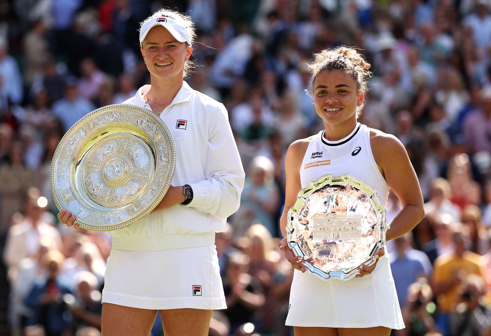 Barbora Krejcikova and Jasmine Paolini at The Championships - Wimbledon 2024.